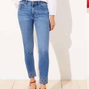 Eyelet Hem Cropped Jeans